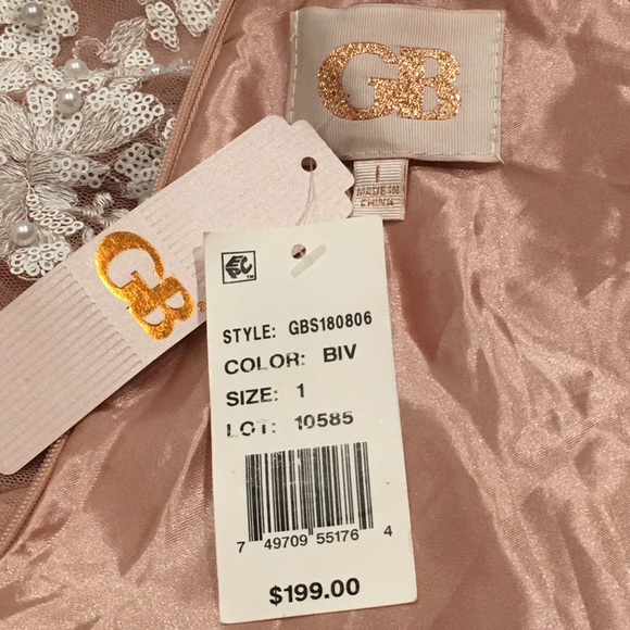 NWT Gianni Bini Nude Tulle Pearl Beaded Dress Sz 1 - Picture 3 of 12